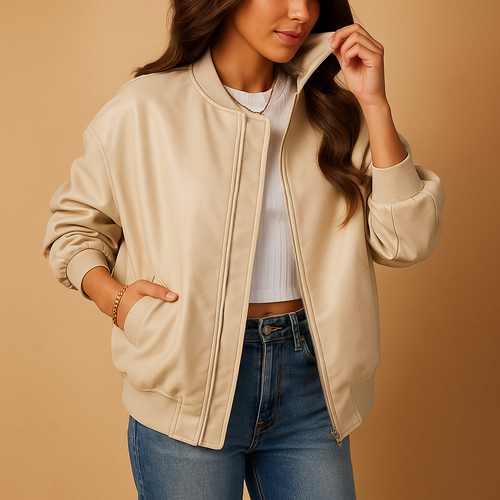 Long baseball-style jacket for women