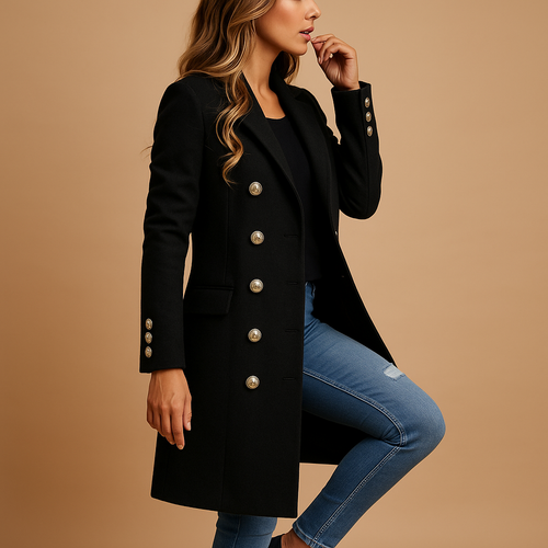 Long trench coat with belt for women