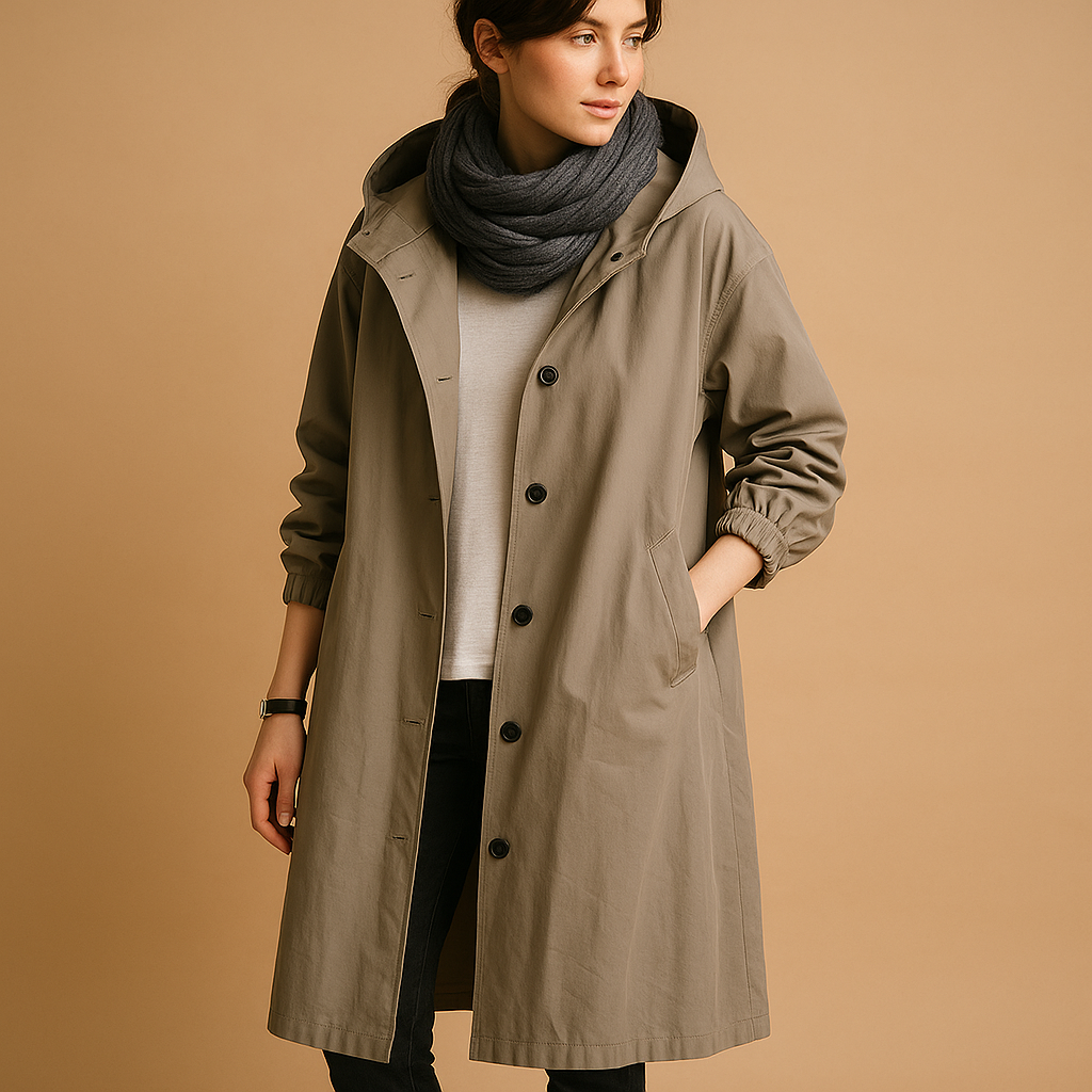 Long waterproof raincoat for women
