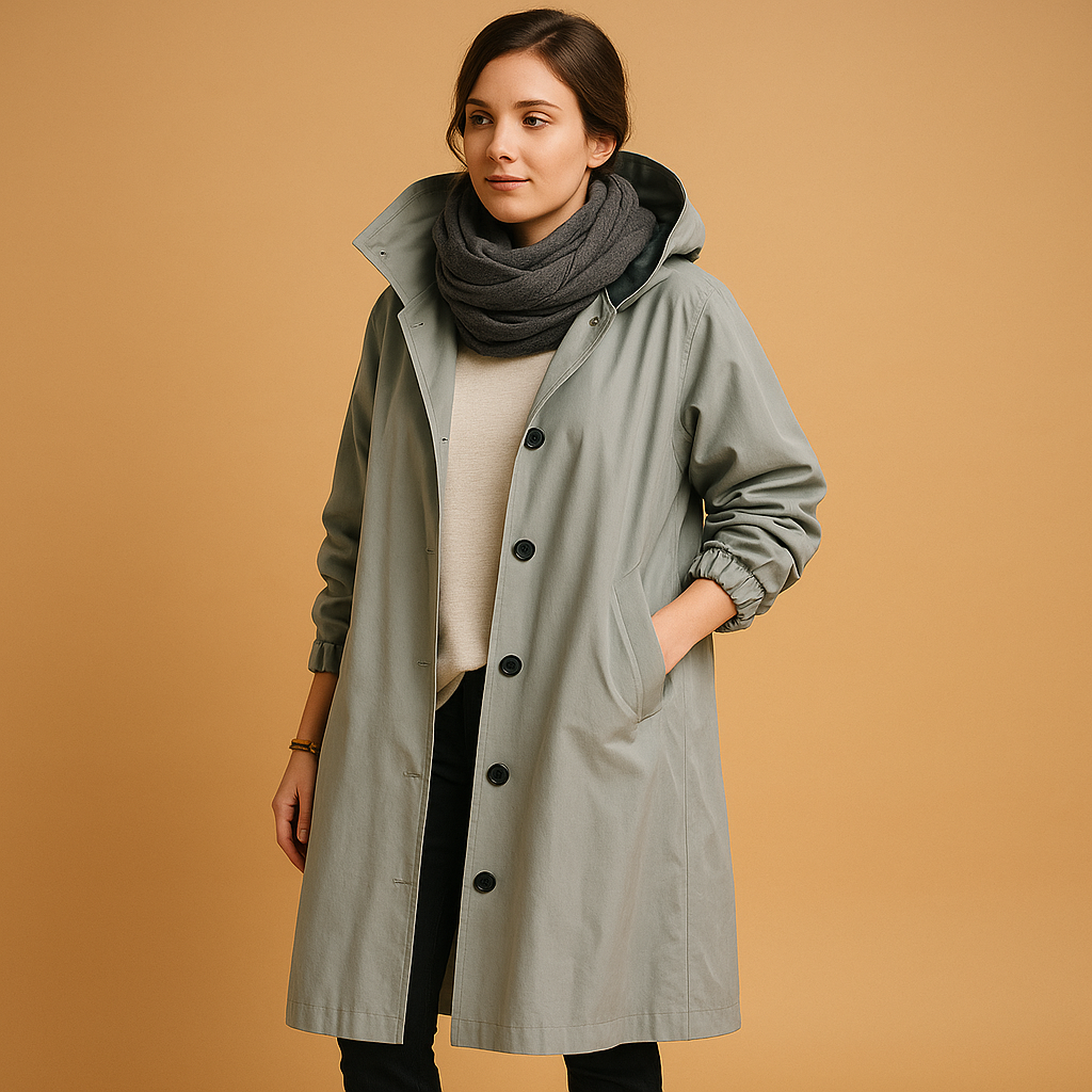 Long waterproof raincoat for women
