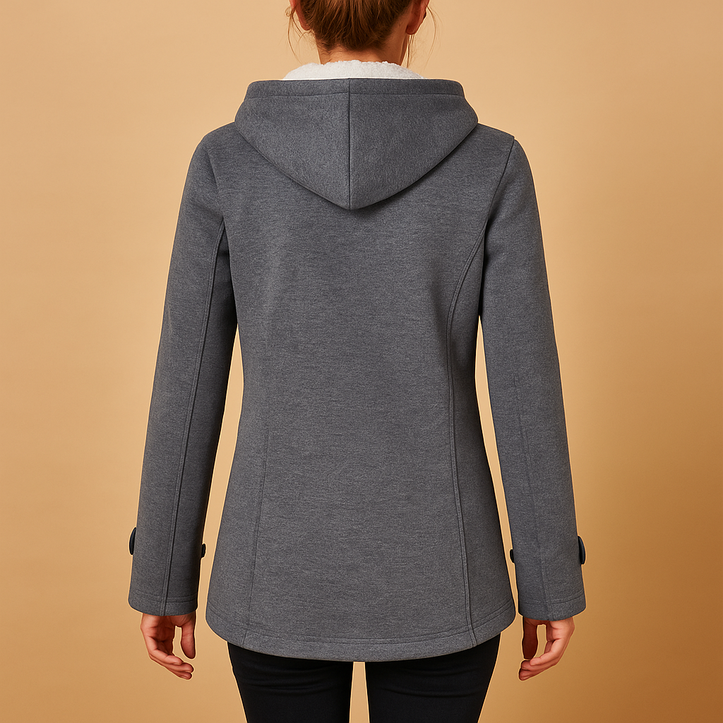 Long winter coat with hood for women