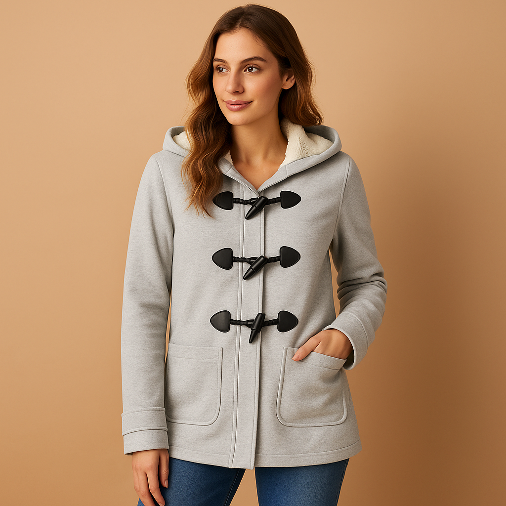 Long winter coat with hood for women
