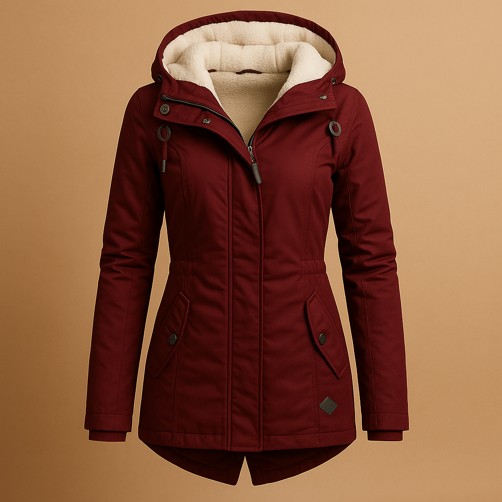 Long winter coat with an elegant cut for women