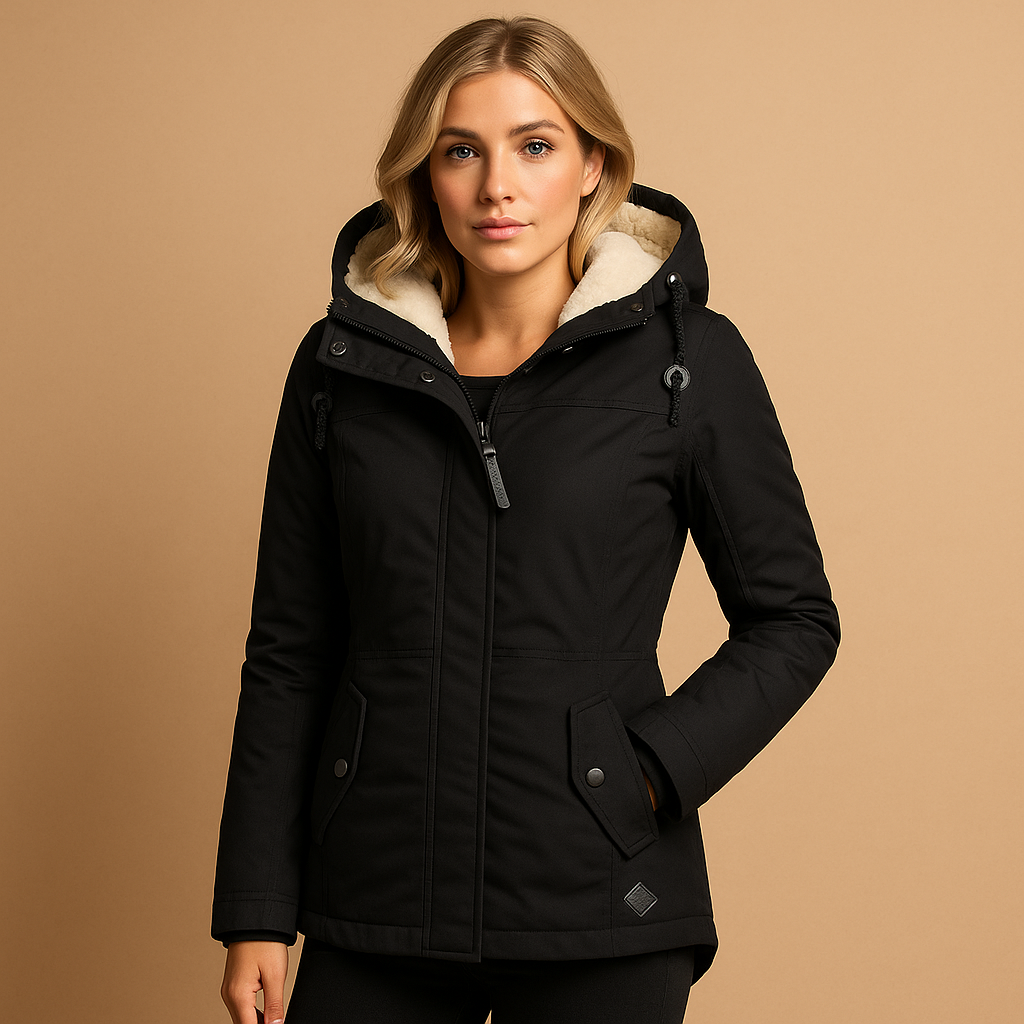 Long winter coat with an elegant cut for women