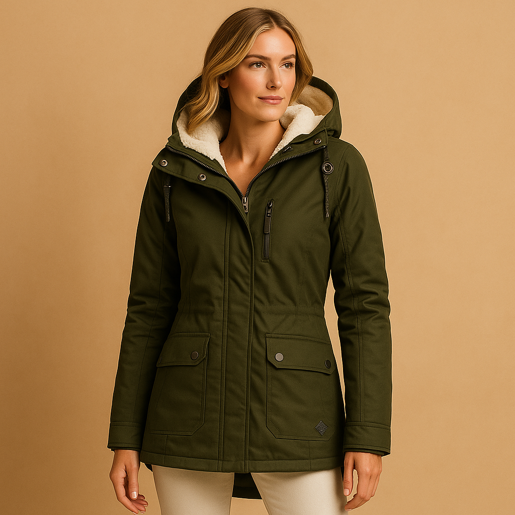 Long winter coat with an elegant cut for women