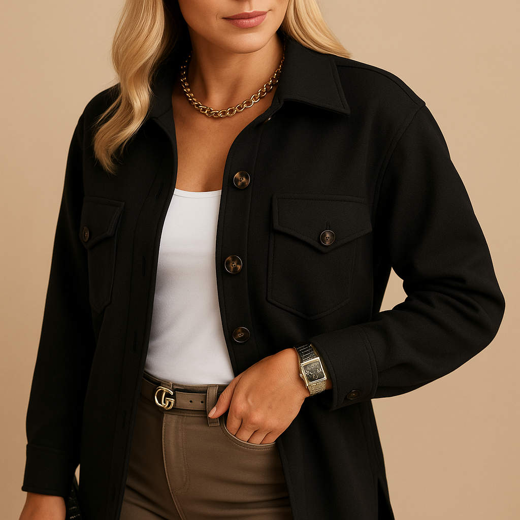 Long winter coat with tailored silhouette for women
