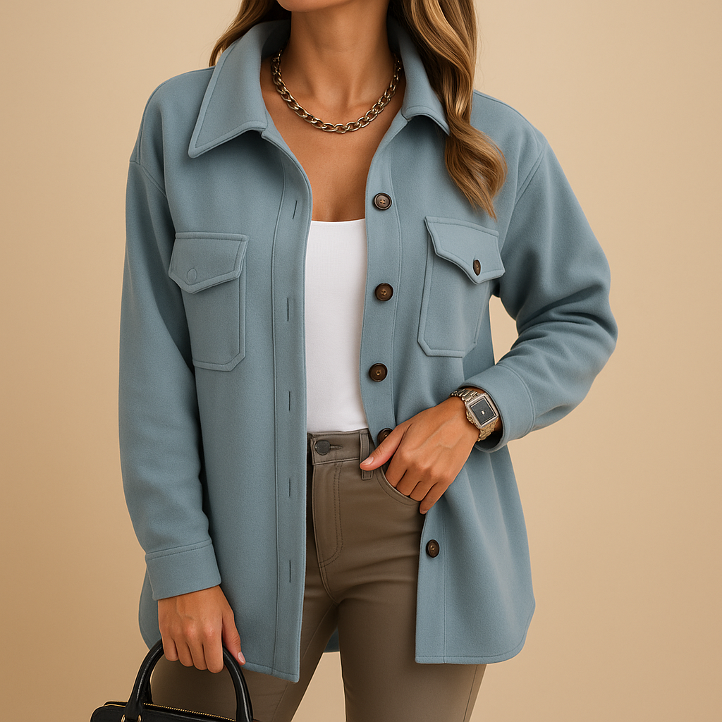 Long winter coat with tailored silhouette for women