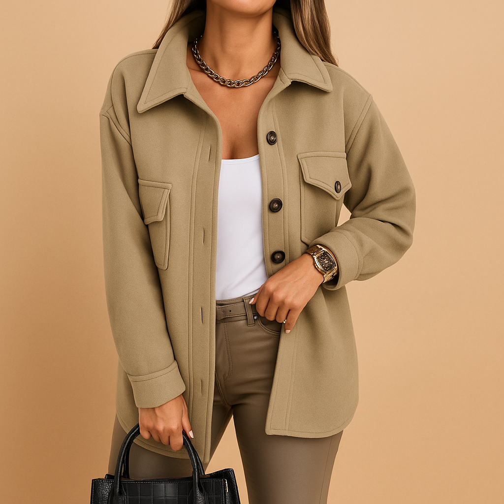 Long winter coat with tailored silhouette for women