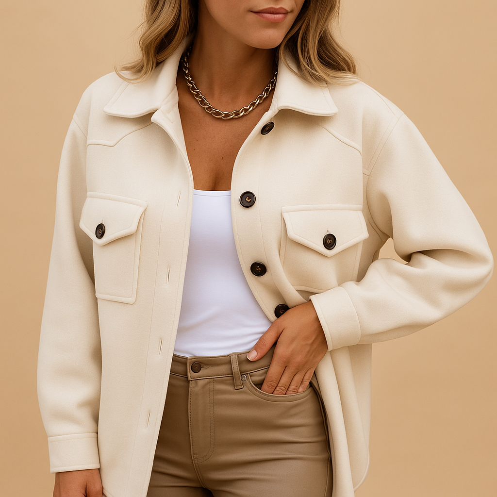 Long winter coat with tailored silhouette for women
