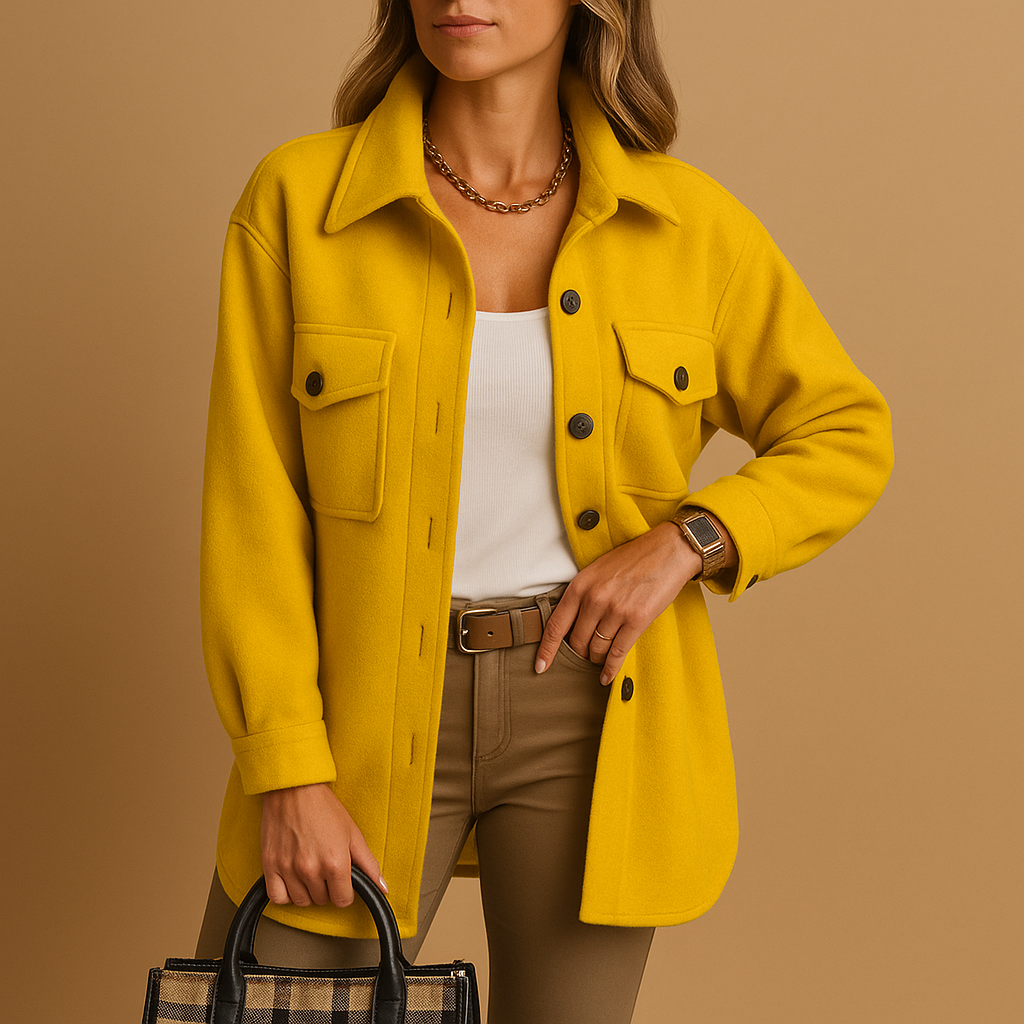 Long winter coat with tailored silhouette for women
