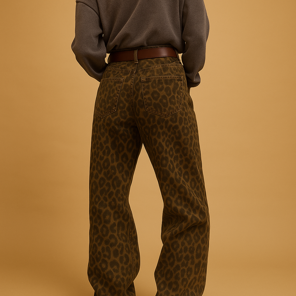 Leopard print slim fit jeans for women