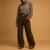 Leopard print slim fit jeans for women