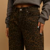 Leopard print slim fit jeans for women