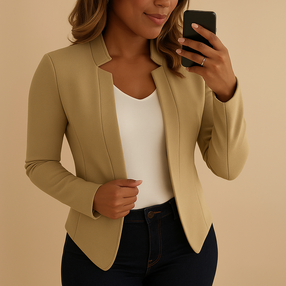 Lightweight blazer with lapel collar for women.
