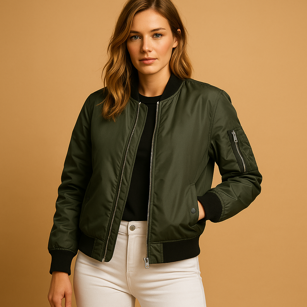 Lightweight bomber jacket for women