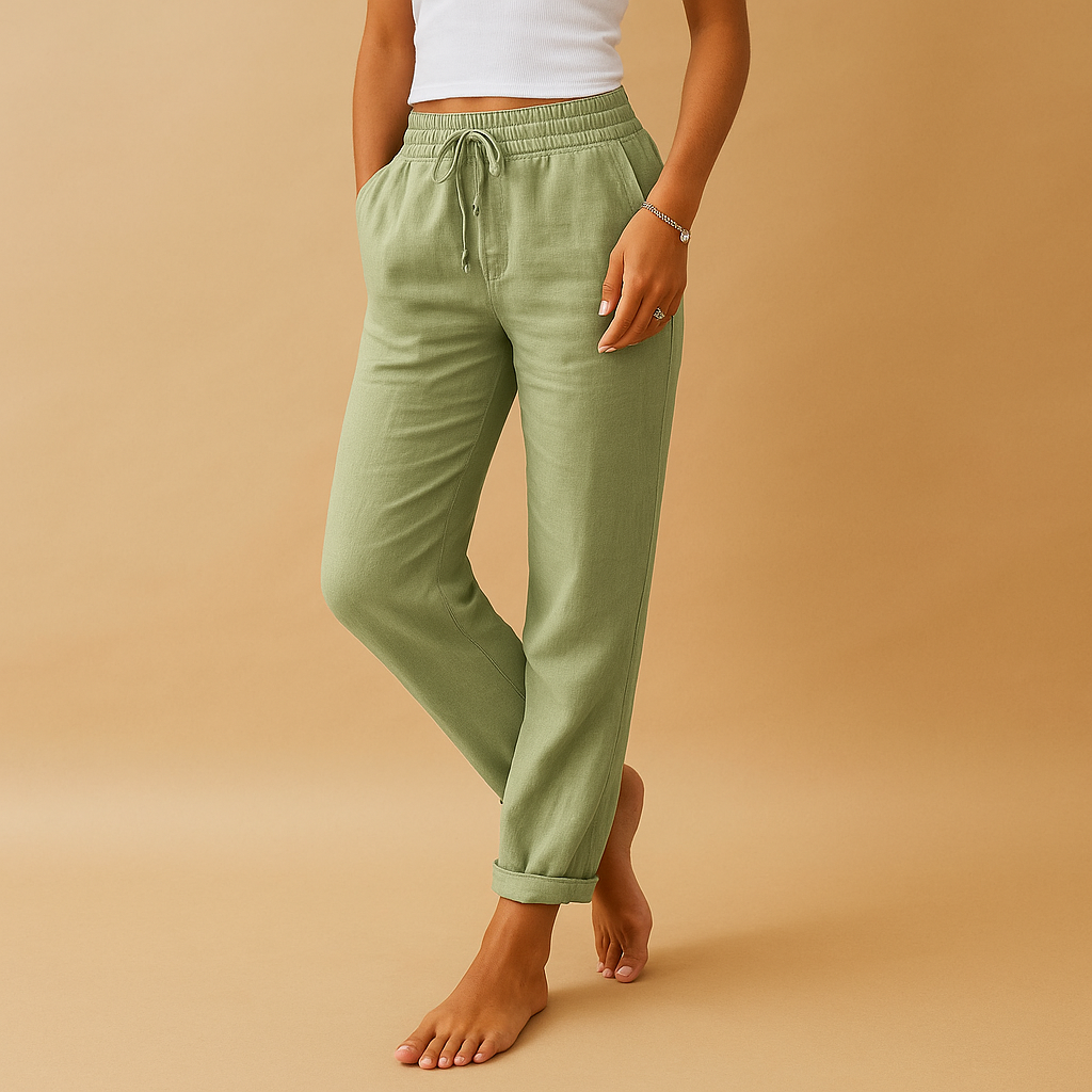 Lightweight pants with elastic waistband for women