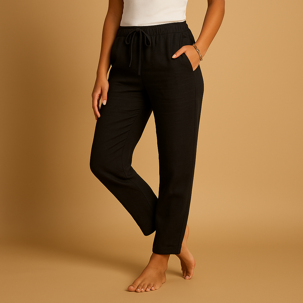 Lightweight pants with elastic waistband for women