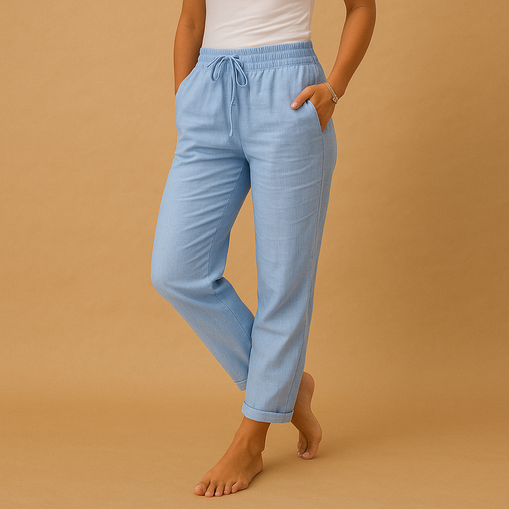 Lightweight pants with elastic waistband for women