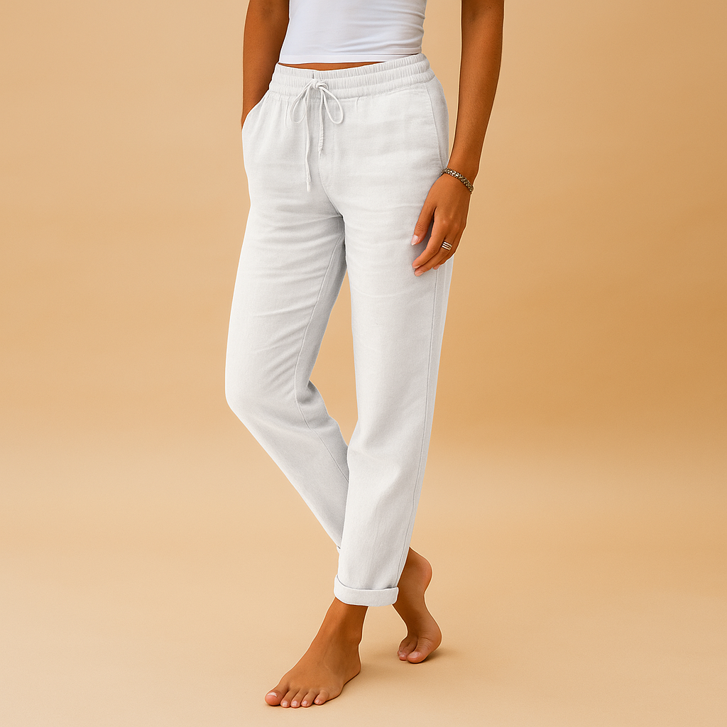 Lightweight pants with elastic waistband for women