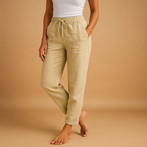 Lightweight pants with elastic waistband for women