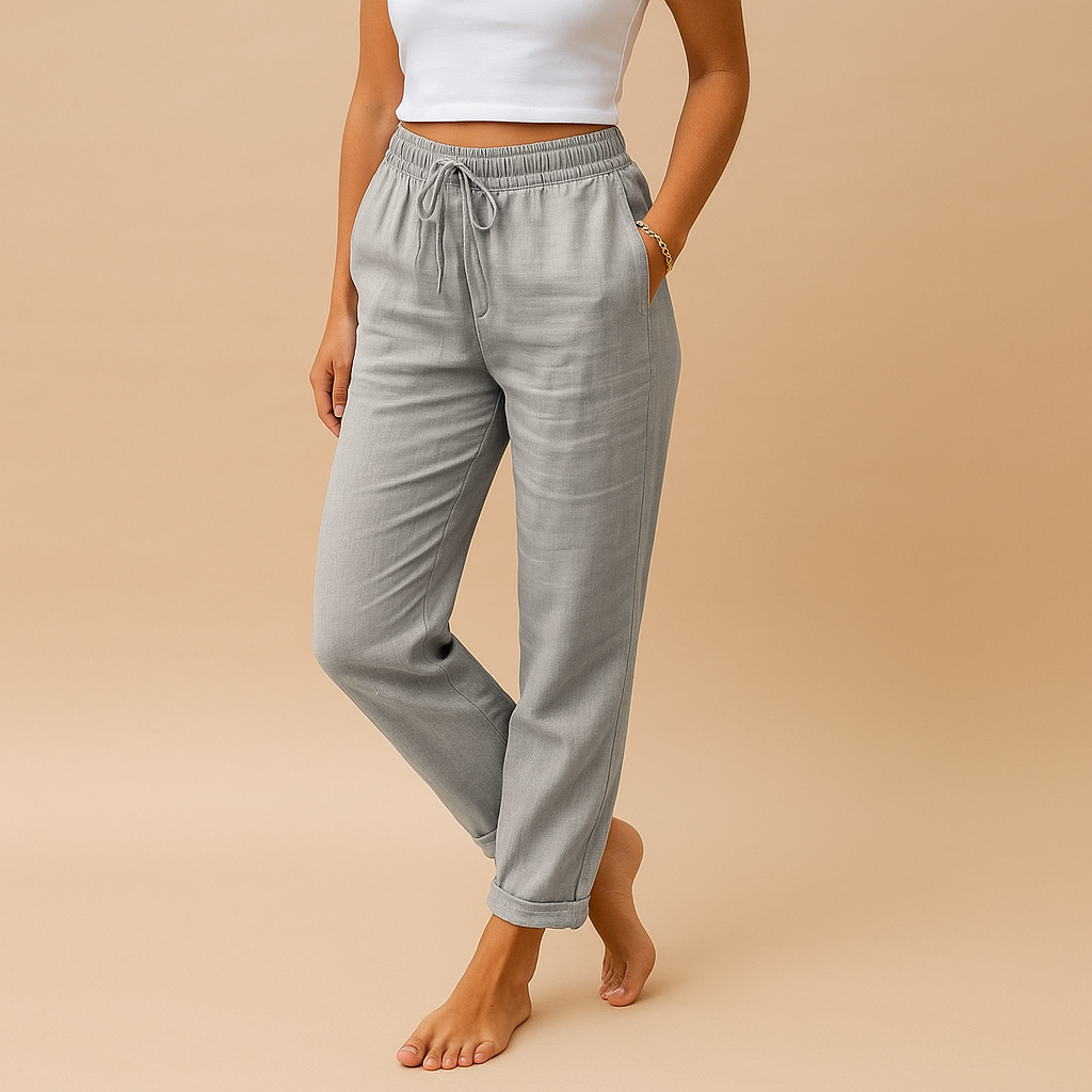 Lightweight pants with elastic waistband for women