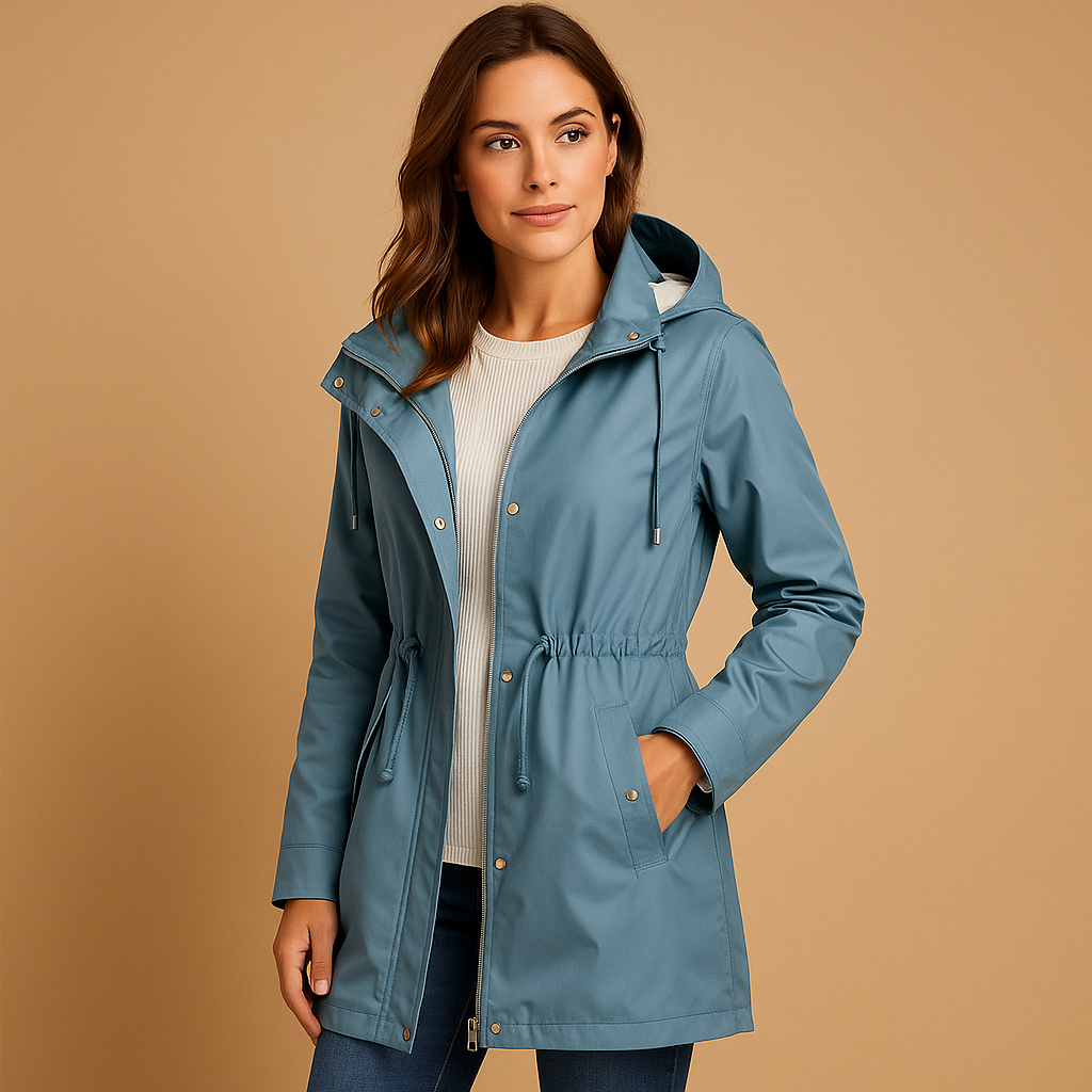 Lightweight women's windbreaker with detachable hood