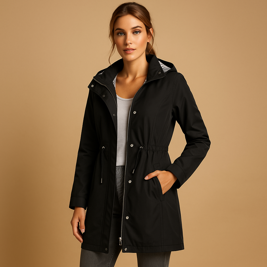Lightweight women's windbreaker with detachable hood