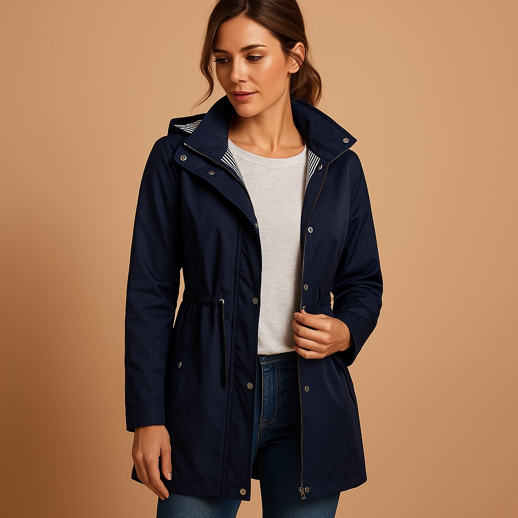 Lightweight women's windbreaker with detachable hood
