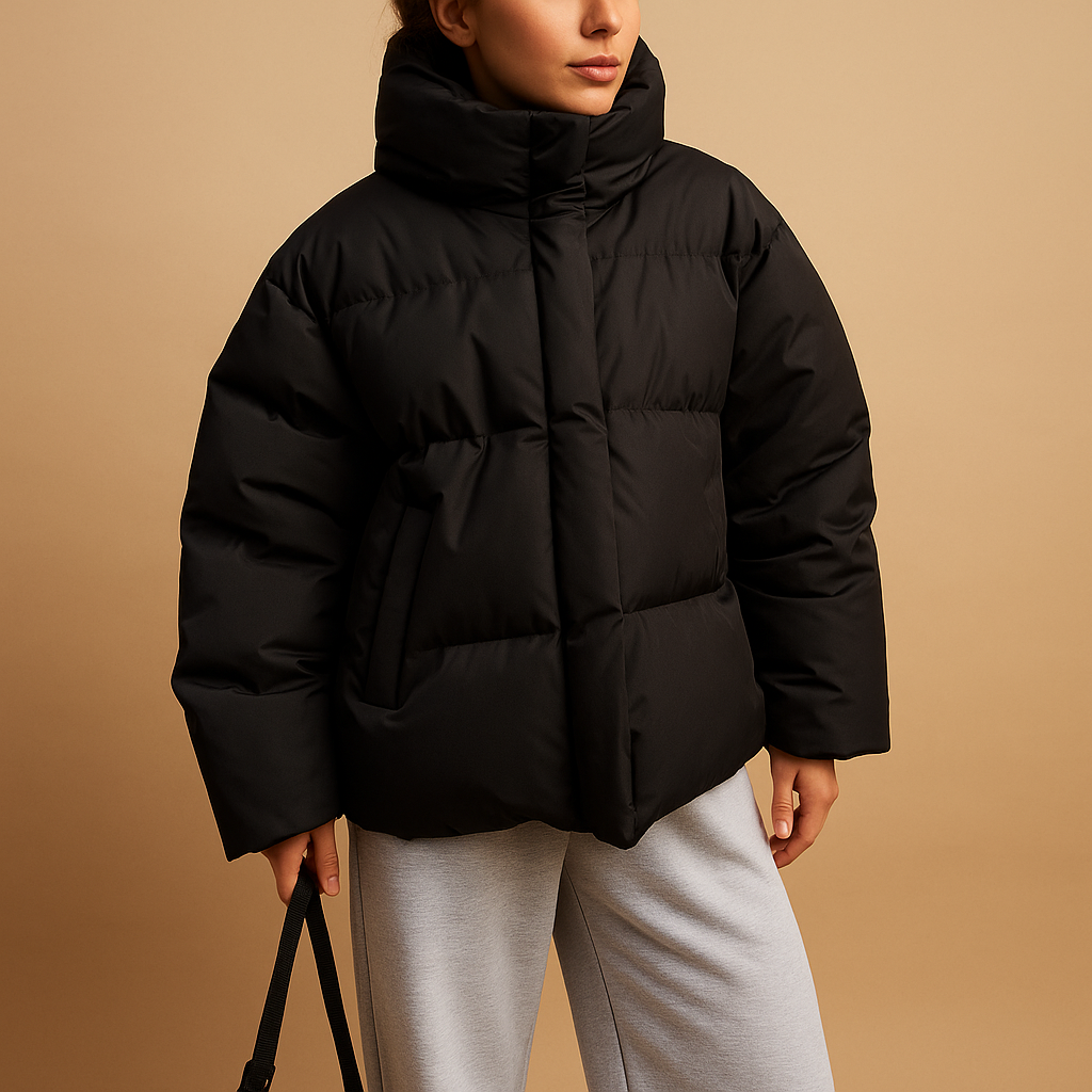 Lightweight quilted jacket with hood for women