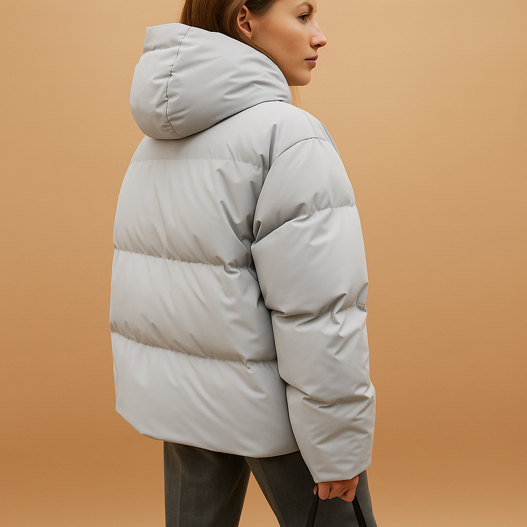 Lightweight quilted jacket with hood for women