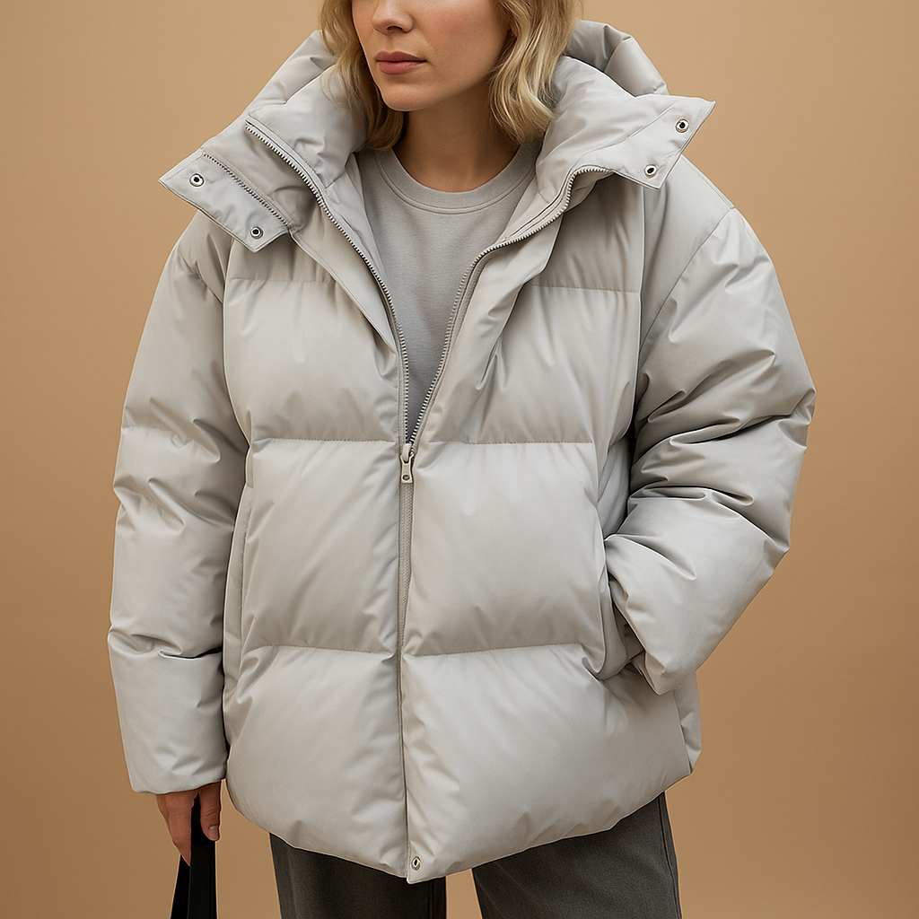 Lightweight quilted jacket with hood for women