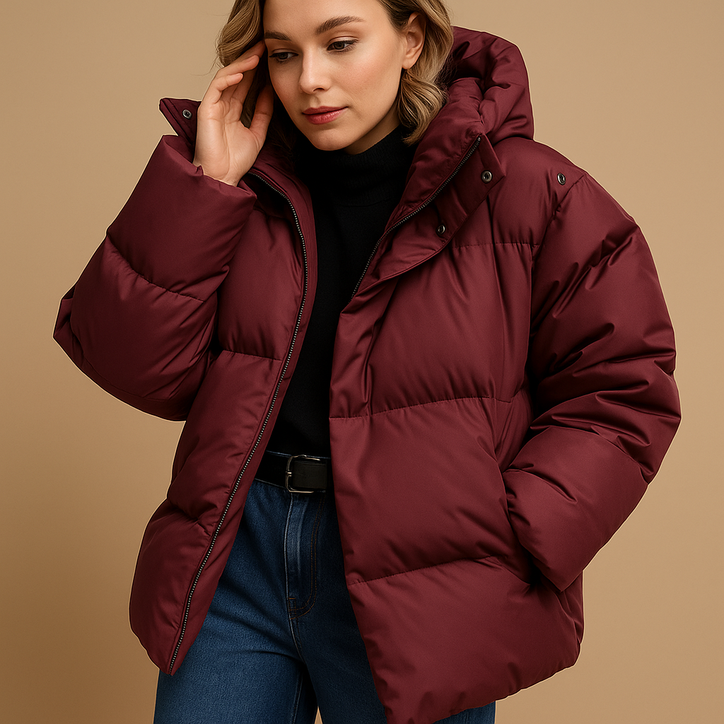 Lightweight quilted jacket with hood for women