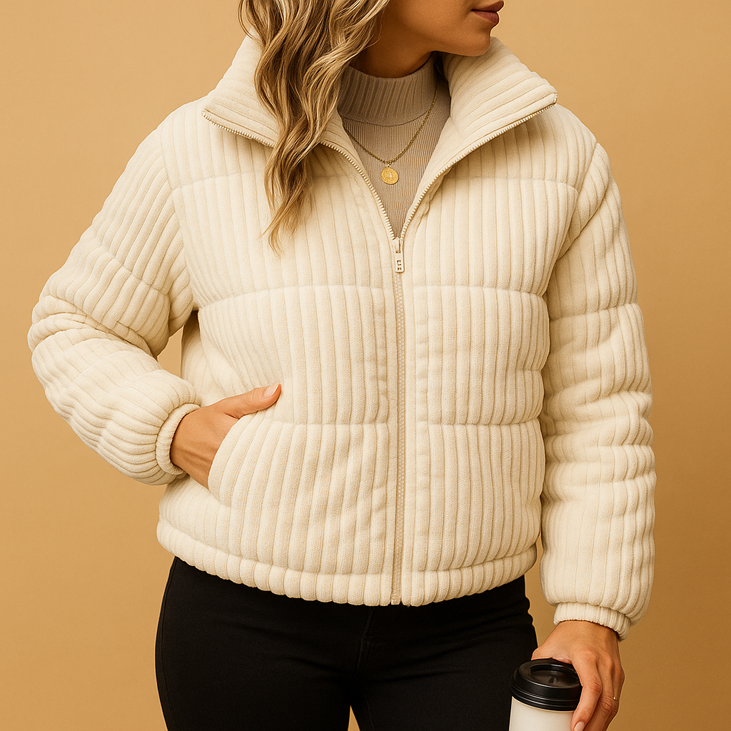 Lightweight puffer jacket with a tailored fit for women