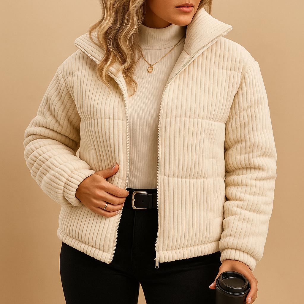 Lightweight puffer jacket with a tailored fit for women