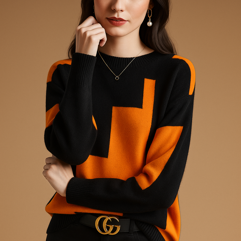 Loose-fitting women's sweater with an elegant fit and minimalist design.