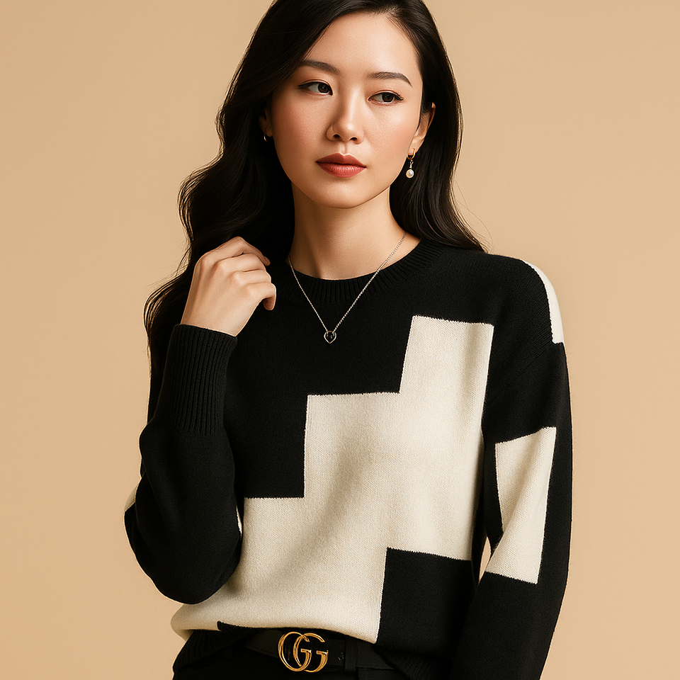 Loose-fitting women's sweater with an elegant fit and minimalist design.