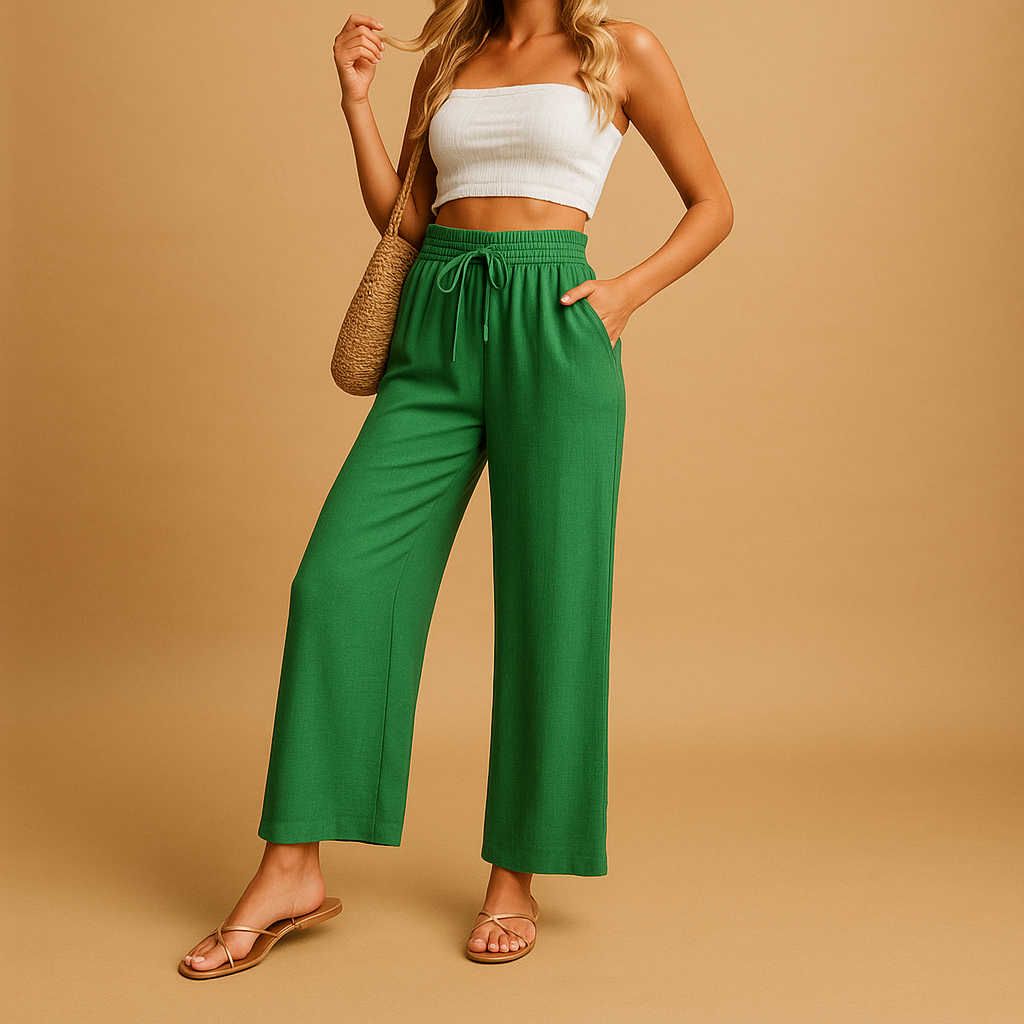 High-waisted lounge pants with straight legs for women