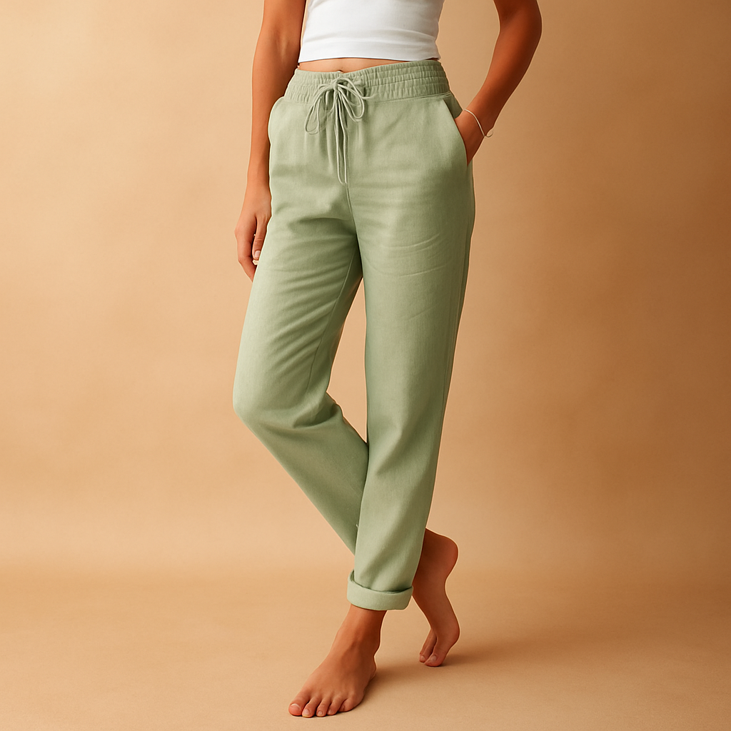 High-waisted lounge pants with straight legs for women