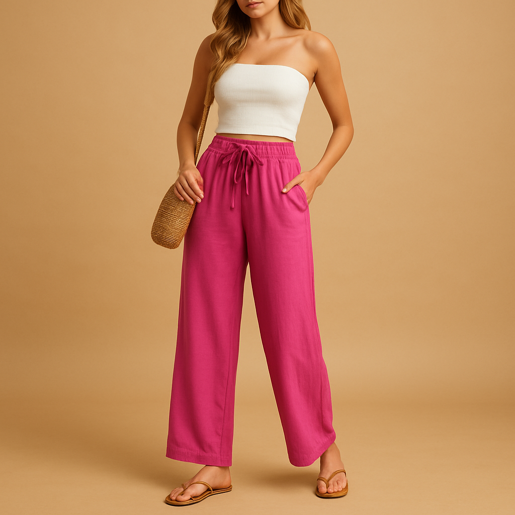 High-waisted lounge pants with straight legs for women