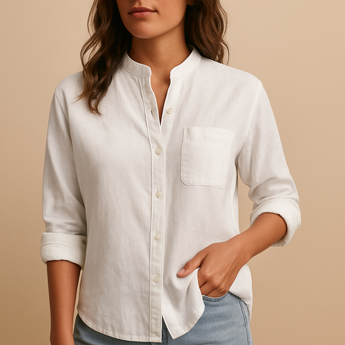 Lightweight shirt with classic collar for women