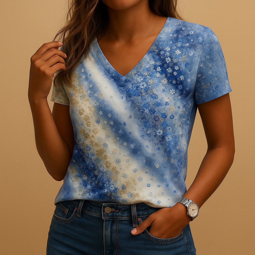 Lightweight blouse with gradient print for women