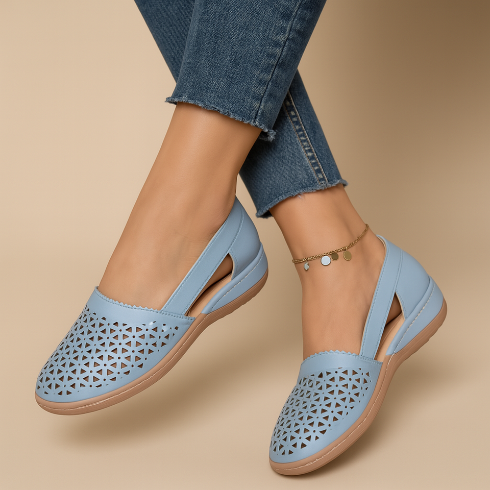 Lightweight slip-on shoes with cutouts for women.