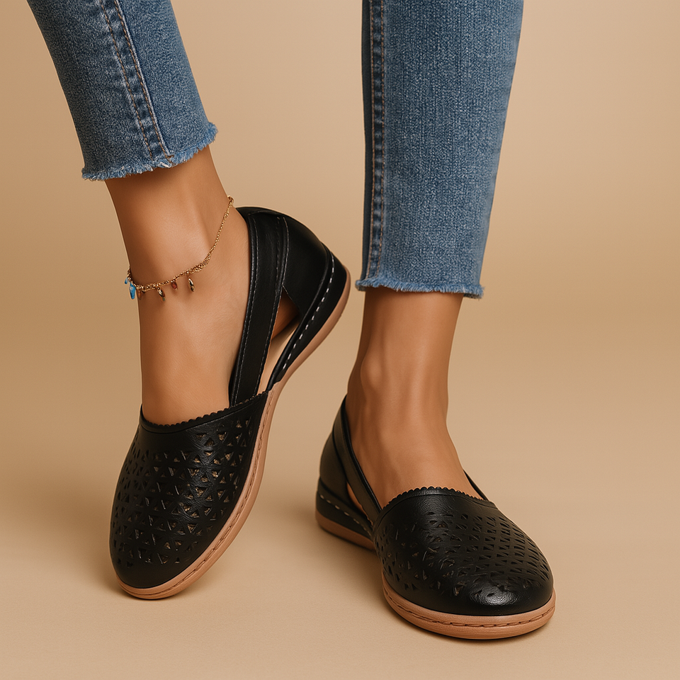 Lightweight slip-on shoes with cutouts for women.