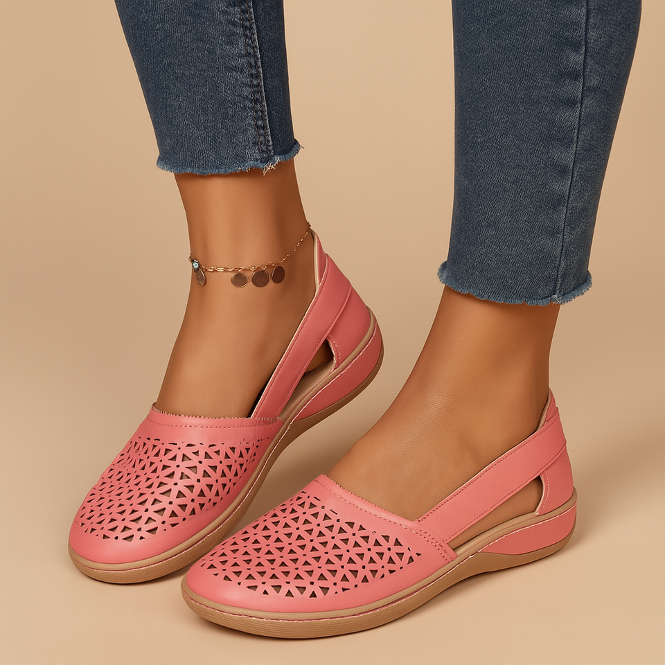 Lightweight slip-on shoes with cutouts for women.