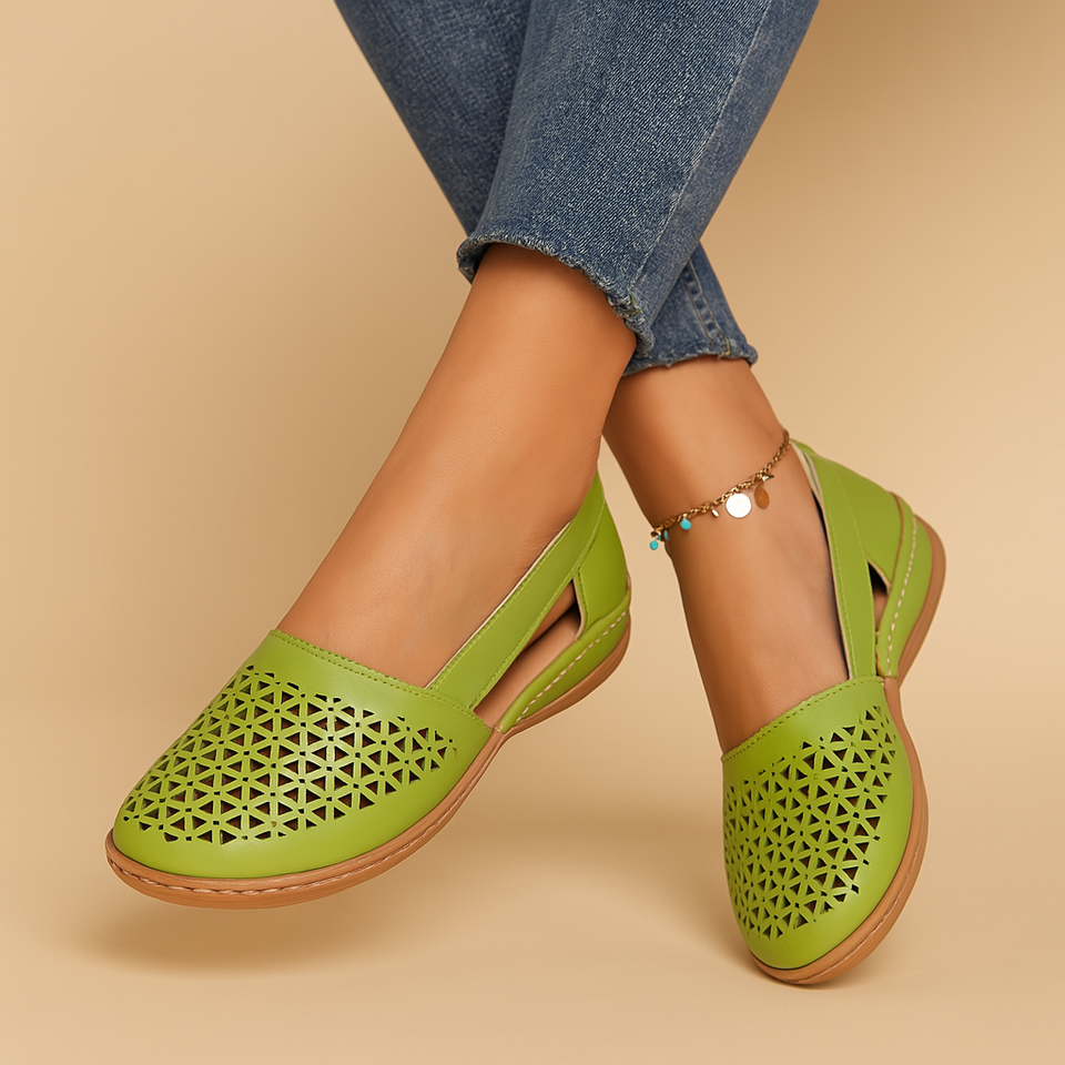 Lightweight slip-on shoes with cutouts for women.