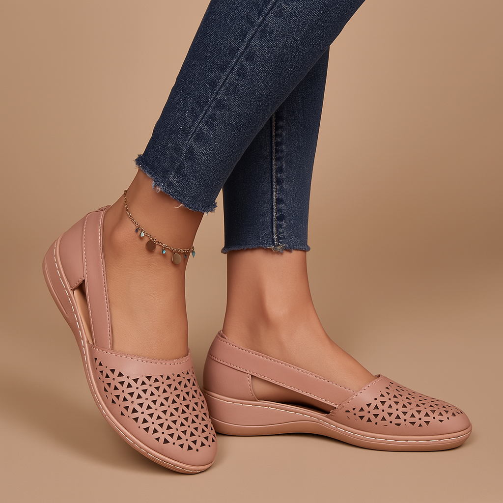 Lightweight slip-on shoes with cutouts for women.