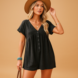 Lightweight jumpsuit with V-neck for women.