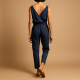 Lightweight jumpsuit with adjustable waistband for women.