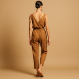 Lightweight jumpsuit with adjustable waistband for women.