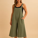 Lightweight jumpsuit with wide legs for women.